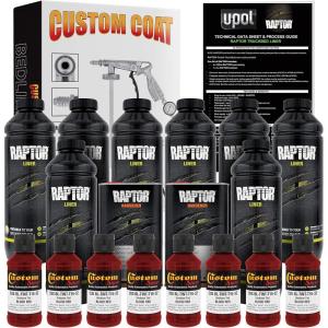 imageCustom Shop Blood Red Urethane SprayOn Truck Bed Liner Kit and Custom Coat Spray Gun with Regulator 8 Liters