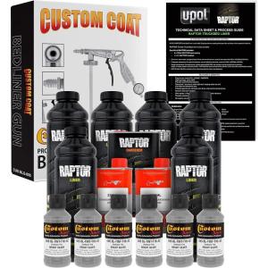 imageCustom Shop Bright Silver Urethane SprayOn Truck Bed Liner Kit and Custom Coat Spray Gun with Regulator 6 Liters