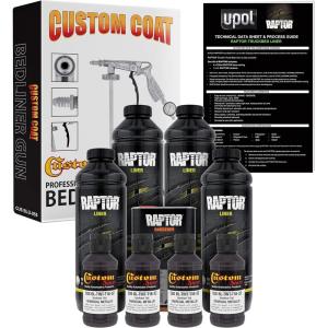 imageCustom Shop Charcoal Metallic Urethane SprayOn Truck Bed Liner Kit and Custom Coat Spray Gun with Regulator 4 Liters