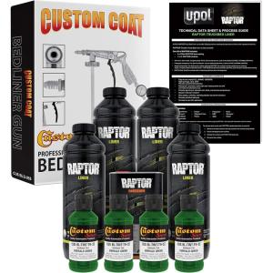 imageCustom Shop Emerald Green Urethane SprayOn Truck Bed Liner Kit and Custom Coat Spray Gun with Regulator 4 Liters