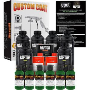 imageCustom Shop Emerald Green Urethane SprayOn Truck Bed Liner Kit and Custom Coat Spray Gun with Regulator 6 Liters