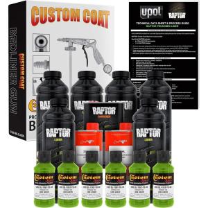 imageCustom Shop Lime Green Urethane SprayOn Truck Bed Liner Kit and Custom Coat Spray Gun with Regulator 6 Liters