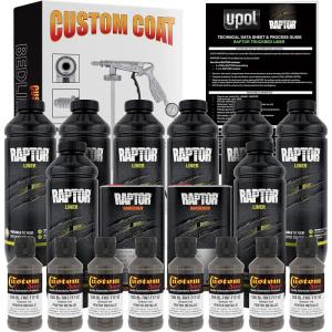imageCustom Shop Pewter Metallic Urethane SprayOn Truck Bed Liner Kit and Custom Coat Spray Gun with Regulator 8 Liters
