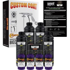 imageCustom Shop Raptor Bright Purple Urethane SprayOn Truck Bed Liner Kit and Custom Coat Spray Gun with Regulator 4 Liters