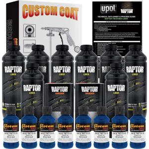 imageCustom Shop Raptor Reflex Blue Urethane SprayOn Truck Bed Liner Kit and Custom Coat Spray Gun with Regulator 8 Liters