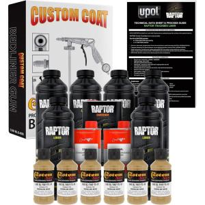 imageCustom Shop Raptor Shoreline Beige Urethane SprayOn Truck Bed Liner Kit and Custom Coat Spray Gun with Regulator 6 Liters