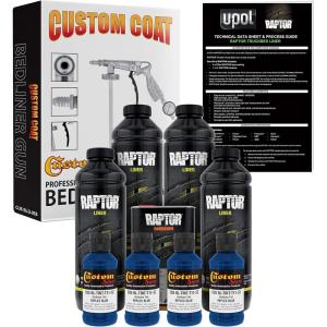 imageCustom Shop Reflex Blue Urethane SprayOn Truck Bed Liner Kit and Custom Coat Spray Gun with Regulator 4 Liters