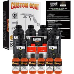 imageCustom Shop Safety Orange Urethane SprayOn Truck Bed Liner Kit and Custom Coat Spray Gun with Regulator 6 Liters