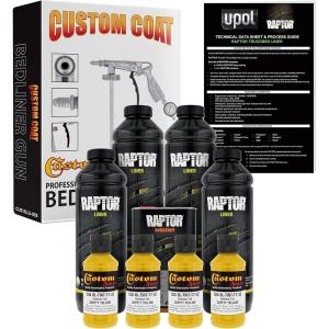 imageCustom Shop Safety Yellow Urethane SprayOn Truck Bed Liner Kit and Custom Coat Spray Gun with Regulator 4 Liters