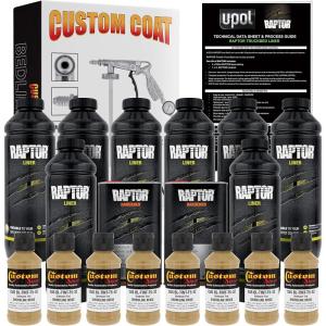 imageCustom Shop Shoreline Beige Urethane SprayOn Truck Bed Liner Kit and Custom Coat Spray Gun with Regulator 8 Liters