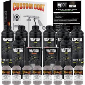 imageUPol Raptor Mesa Gray Urethane SprayOn Truck Bed Liner Kit and Custom Coat Spray Gun with Regulator 8 Liters