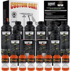imageUPol Raptor Safety Orange Urethane SprayOn Truck Bed Liner Kit and Custom Coat Spray Gun with Regulator 8 Liters