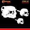 imageCustom Shop Airbrush Skeleton Skull Indian Chief Stencil Set Skull Design 11 in 3 Scale Sizes  Laser Cut Reusable Templates  Auto Motorcycle Graphic ArtSkull Set 5