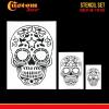 imageCustom Shop Airbrush Skeleton Skull Indian Chief Stencil Set Skull Design 11 in 3 Scale Sizes  Laser Cut Reusable Templates  Auto Motorcycle Graphic ArtSkull Set 10