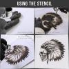 imageCustom Shop Airbrush Skeleton Skull Indian Chief Stencil Set Skull Design 11 in 3 Scale Sizes  Laser Cut Reusable Templates  Auto Motorcycle Graphic ArtSkull Set 12