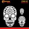 imageCustom Shop Airbrush Skeleton Skull Indian Chief Stencil Set Skull Design 11 in 3 Scale Sizes  Laser Cut Reusable Templates  Auto Motorcycle Graphic ArtSkull Set 13