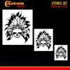 imageCustom Shop Airbrush Skeleton Skull Indian Chief Stencil Set Skull Design 11 in 3 Scale Sizes  Laser Cut Reusable Templates  Auto Motorcycle Graphic ArtSkull Set 11