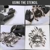 imageCustom Shop Airbrush Skeleton Skull Indian Chief Stencil Set Skull Design 11 in 3 Scale Sizes  Laser Cut Reusable Templates  Auto Motorcycle Graphic ArtSkull Set 11