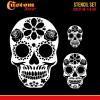 imageCustom Shop Airbrush Skeleton Skull Indian Chief Stencil Set Skull Design 11 in 3 Scale Sizes  Laser Cut Reusable Templates  Auto Motorcycle Graphic ArtSkull Set 14