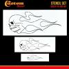 imageCustom Shop Airbrush Skull Fire Flame Stencil Set Skull Design 1 in 3 Scale Sizes  Laser Cut Reusable Templates  Auto Motorcycle Graphic ArtFlame Skull 2