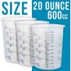 imageTCP Global 20 Ounce 600ml Disposable Flexible Clear Graduated Plastic Mixing Cups  Box of 50 Cups  Use for Paint Resin Epoxy Art Kitchen Cooking Baking  Measuring Ratios 21 31 41 ML