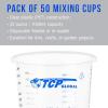 imageTCP Global 32 oz 1000ml Graduated Plastic Mixing Cups Box of 50  Disposable Plastic Measuring Cups for Liquids Paints Resin Epoxy Art Kitchen  Ratios 21 31 41 ML50