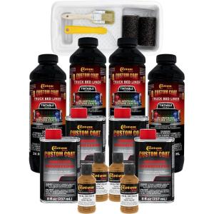 imageCustom Coat Federal Standard Color  30257 Earth Yellow T83 Urethane RollOn BrushOn or SprayOn Truck Bed Liner 1 Gallon Kit with Roller Applicator Kit  Textured Car Auto Protective Coating