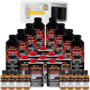 imageCustom Coat Federal Standard Color  30257 Earth Yellow T83 Urethane RollOn BrushOn or SprayOn Truck Bed Liner 2 Gallon Kit with Roller Applicator Kit  Textured Car Auto Protective Coating