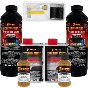 imageCustom Coat Federal Standard Color  30257 Earth Yellow T83 Urethane RollOn BrushOn or SprayOn Truck Bed Liner 2 Quart Kit with Roller Applicator Kit  Textured Car Auto Protective Coating