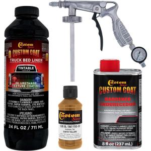 imageCustom Coat Federal Standard Color  30257 Earth Yellow T83 Urethane SprayOn Truck Bed Liner 1 Quart Kit with Spray Gun and Regulator  Durable Textured Protective Coating  Easy Mix Car Auto