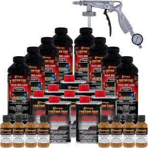 imageCustom Coat Federal Standard Color  30257 Earth Yellow T83 Urethane SprayOn Truck Bed Liner 2 Gallon Kit with Spray Gun and Regulator  Durable Textured Protective Coating  Easy Mix Car Auto
