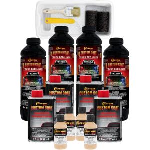 imageCustom Coat Federal Standard Color  30480 Field Tan T82 Urethane RollOn BrushOn or SprayOn Truck Bed Liner 1 Gallon Kit with Roller Applicator Kit  Textured Car Auto Protective Coating