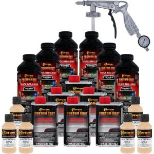 imageCustom Coat Federal Standard Color  30480 Field Tan T82 Urethane SprayOn Truck Bed Liner 15 Gallon Kit with Spray Gun and Regulator  Durable Textured Protective Coating  Car Auto