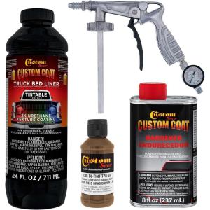 imageCustom Coat Federal Standard Color  33105 Field Drab Brown T78 Urethane SprayOn Truck Bed Liner 1 Quart Kit with Spray Gun and Regulator  Durable Textured Protective Coating  Easy Mix Car Auto