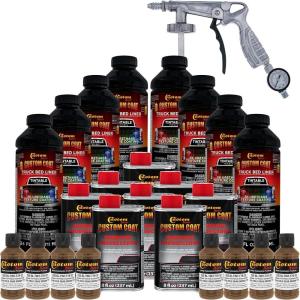 imageCustom Coat Federal Standard Color  33105 Field Drab Brown T78 Urethane SprayOn Truck Bed Liner 2 Gallon Kit with Spray Gun and Regulator  Durable Textured Protective Coating  Easy Mix Car Auto