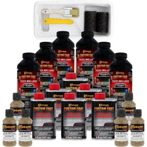imageCustom Coat Federal Standard Color  33303 Khaki T76 Urethane RollOn BrushOn or SprayOn Truck Bed Liner 15 Gallon Kit with Roller Applicator Kit  Textured Auto Protective Coating