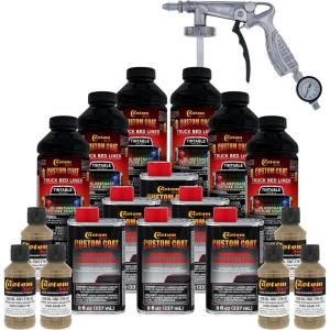 imageCustom Coat Federal Standard Color  33303 Khaki T76 Urethane SprayOn Truck Bed Liner 15 Gallon Kit with Spray Gun and Regulator  Durable Textured Protective Coating  Car Auto