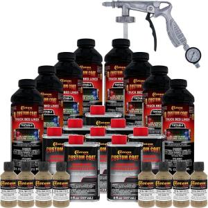 imageCustom Coat Federal Standard Color  33303 Khaki T76 Urethane SprayOn Truck Bed Liner 2 Gallon Kit with Spray Gun and Regulator  Durable Textured Protective Coating  Easy Mix Car Auto