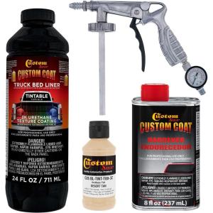 imageCustom Coat Federal Standard Color  33446 Desert Tan T80 Urethane SprayOn Truck Bed Liner 1 Quart Kit with Spray Gun and Regulator  Durable Textured Protective Coating  Easy Mix Car Auto