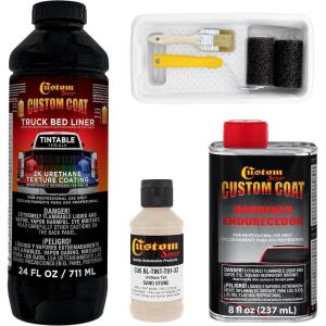 imageCustom Coat Federal Standard Color  33510 Sandstone T81 Urethane RollOn BrushOn or SprayOn Truck Bed Liner 1 Quart Kit with Roller Applicator Kit  Textured Car Auto Protective Coating