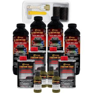 imageCustom Coat Federal Standard Color  34089 Olive Green T74 Urethane RollOn BrushOn or SprayOn Truck Bed Liner 1 Gallon Kit with Roller Applicator Kit  Textured Car Auto Protective Coating