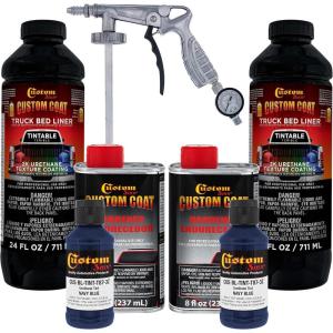 imageCustom Coat Federal Standard Color  35048 Navy Blue Urethane SprayOn Truck Bed Liner 2 Quart Kit with Spray Gun and Regulator  Durable Textured Protective Coating  Easy Mix Car Auto