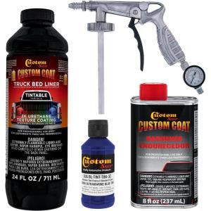imageCustom Coat Federal Standard Color  35056 Ultramarine Blue T86 Urethane SprayOn Truck Bed Liner 1 Quart Kit with Spray Gun and Regulator  Durable Textured Protective Coating  Easy Mix Car Auto