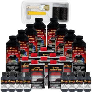 imageCustom Coat Federal Standard Color  36118 Battleship Dark Gray T89 Urethane RollOn BrushOn or SprayOn Truck Bed Liner 2 Gallon Kit with Roller Applicator Kit  Textured Protective Coating