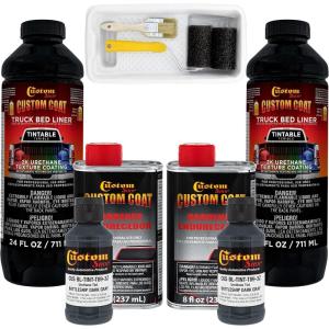 imageCustom Coat Federal Standard Color  36118 Battleship Dark Gray T89 Urethane RollOn BrushOn or SprayOn Truck Bed Liner 2 Quart Kit with Roller Applicator Kit  Textured Protective Coating