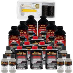 imageCustom Coat Federal Standard Color  36270 Haze Gray T88 Urethane RollOn BrushOn or SprayOn Truck Bed Liner 15 Gallon Kit with Roller Applicator Kit  Textured Auto Protective Coating