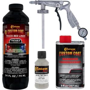 imageCustom Coat Federal Standard Color  36270 Haze Gray T88 Urethane SprayOn Truck Bed Liner 1 Quart Kit with Spray Gun and Regulator  Durable Textured Protective Coating  Easy Mix Car Auto