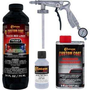 imageCustom Coat Federal Standard Color  36375 Light Gray T9 Urethane SprayOn Truck Bed Liner 1 Quart Kit with Spray Gun and Regulator  Durable Textured Protective Coating  Easy Mix Car Auto