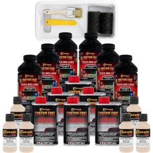 imageCustom Coat Federal Standard Color  36521 Frost Beige T84 Urethane RollOn BrushOn or SprayOn Truck Bed Liner 15 Gallon Kit with Roller Applicator Kit  Textured Auto Protective Coating