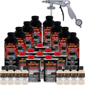 imageCustom Coat Federal Standard Color  36521 Frost Beige T84 Urethane SprayOn Truck Bed Liner 2 Gallon Kit with Spray Gun and Regulator  Durable Textured Protective Coating  Easy Mix Car Auto